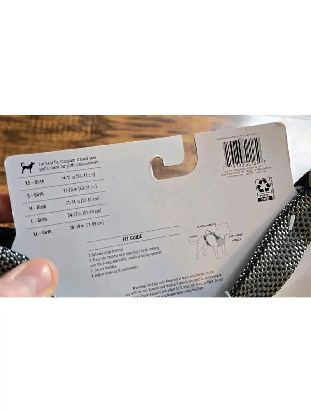 Meijer Multifunction Dog Harness Gray Small S 17